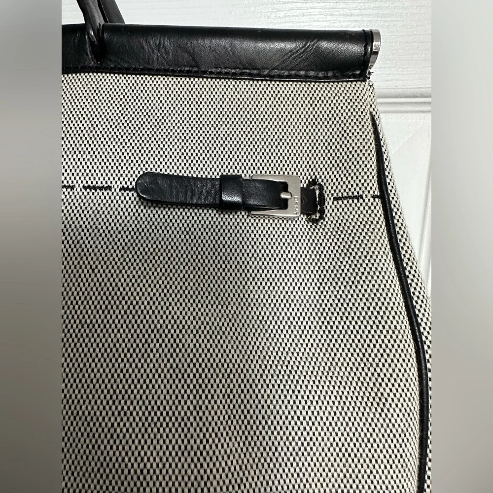 Black & Cream Women’s Tote Bag - Classic Canvas and Leather